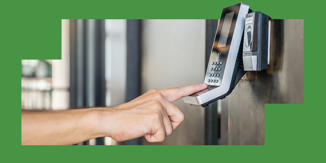 typing on an access control pad